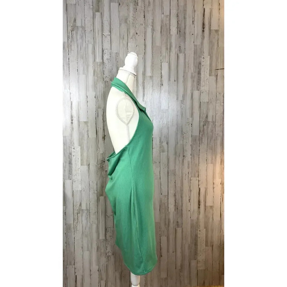 NWT Fashion Nova Women's Plus Size 2X Green Ribbed Halter‎ Collared Mini Dress - Picture 11 of 13